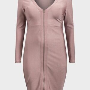 Elegant Pink Long Sleeve Dress